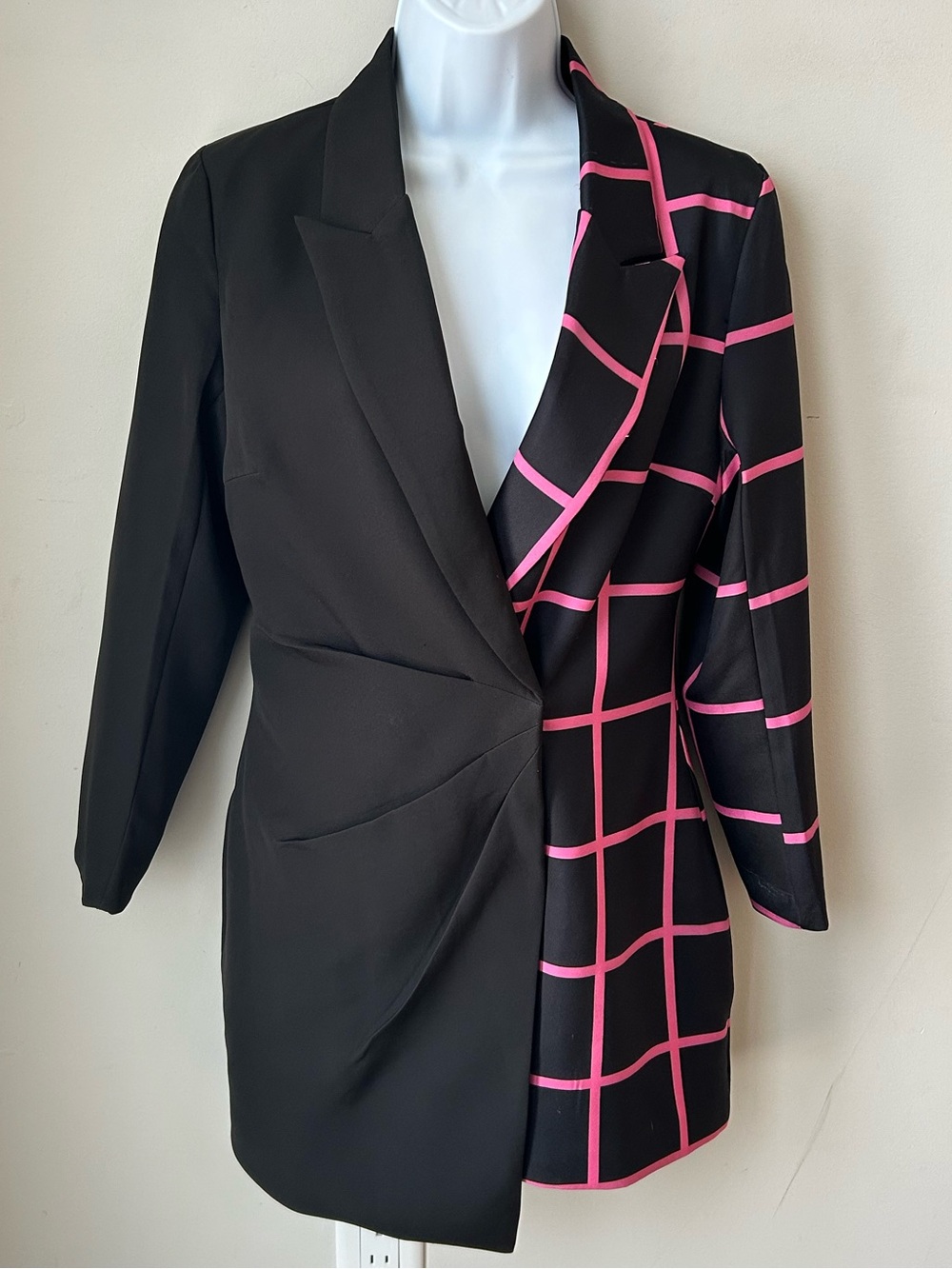 Double Crazy Asymmetrical Statement Blazer Size Small